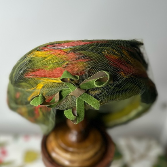 Vintage Haya Rochel Feather and Netted Hat - Picture 1 of 5